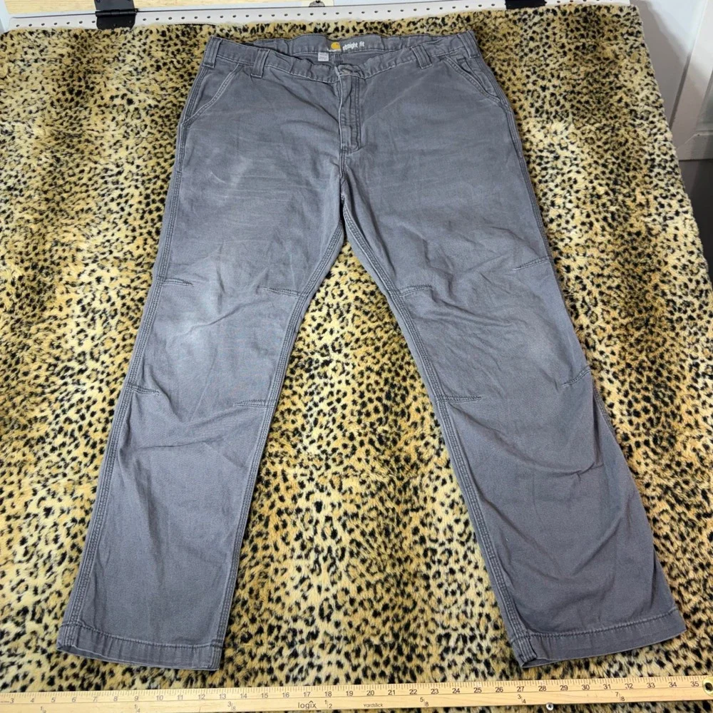 Carhartt Mens 40x30 Straight Fit Canvas Work Pants Gray Utility Rugged 1049